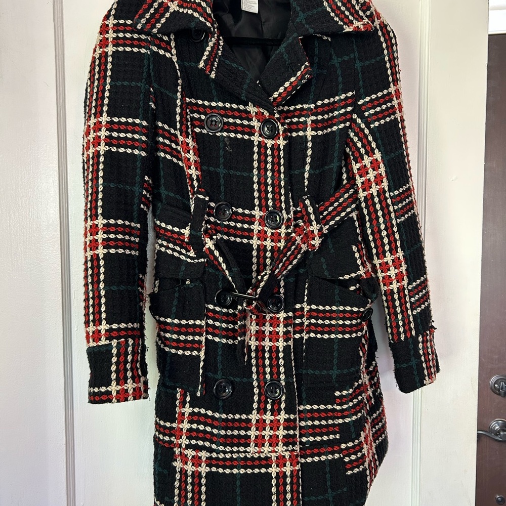Plaid Double-Breasted Women's Coat